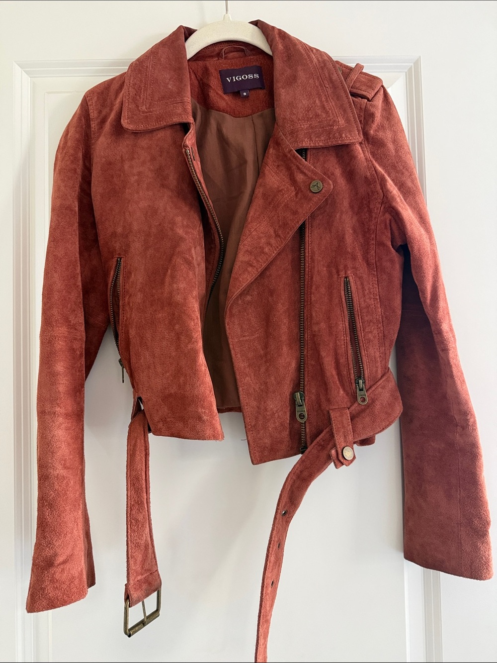 Vigoss Women's Rust Suede Biker Jacket